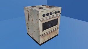 OLD AND STAINED GAS STOVE - LOW POLY - PS1 RETRO STYLE 3D model