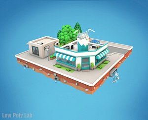 city block cocktail cafe 3D model