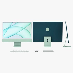 3D iMac 24 inch 2021 Green with Keyboard-Mouse-Trackpad