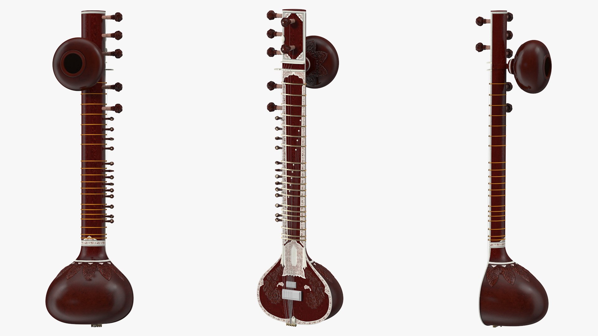 Sitar indian classical musical instrument 3D model TurboSquid 1640737
