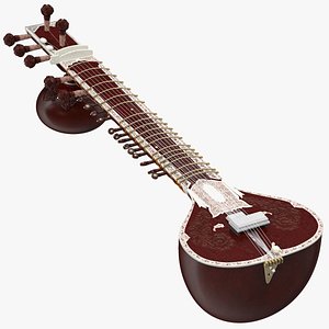 sitar indian classical musical instrument 3D model