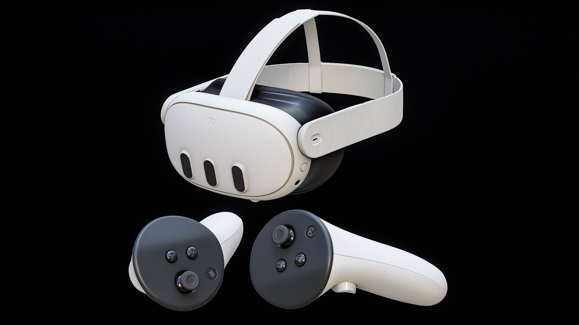 Meta Quest 3 VR Headset With Joysticks PBR model https://p.turbosquid.com/ts-thumb/vB/S0hLwe/9i/r_viewport_002/png/1719136481/1920x1080/fit_q87/09aad9a48be9163f2517999b5e72a8ccf160eeaa/r_viewport_002.jpg