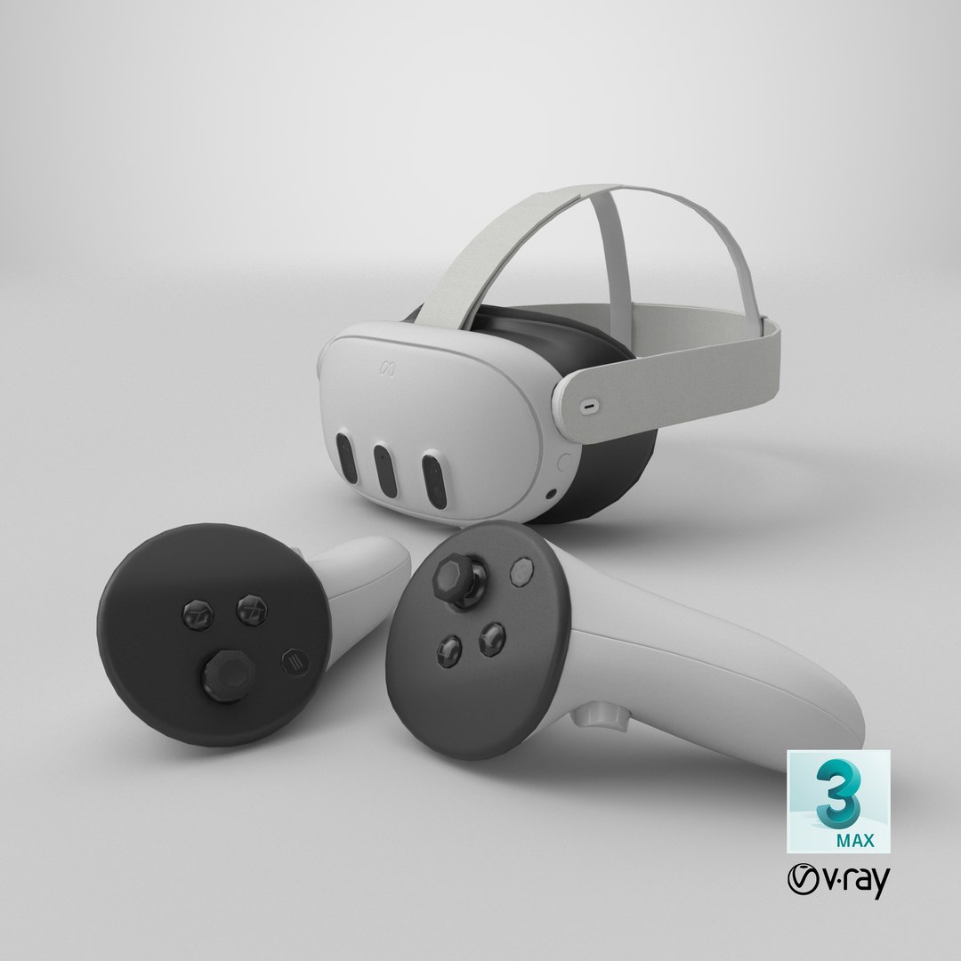 Meta Quest 3 VR Headset With Joysticks PBR model https://p.turbosquid.com/ts-thumb/vB/S0hLwe/Xr/stemcell_max_vray_render/png/1722881256/1920x1080/fit_q87/6237bbf1ecce6b06761cd2a665ad2bed262f372c/stemcell_max_vray_render.jpg
