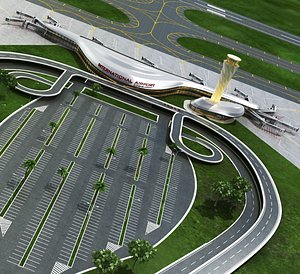 Realistic Airport with Car park