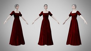 Dress 27 Burgundy Velvet 3D model