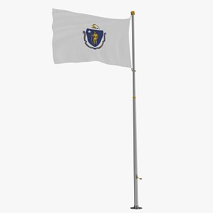 Pole Flag Massachusetts 3D model