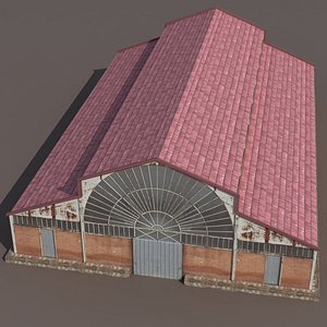 3d factory building modeled model
