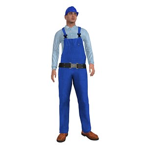 3d model of rigged worker man