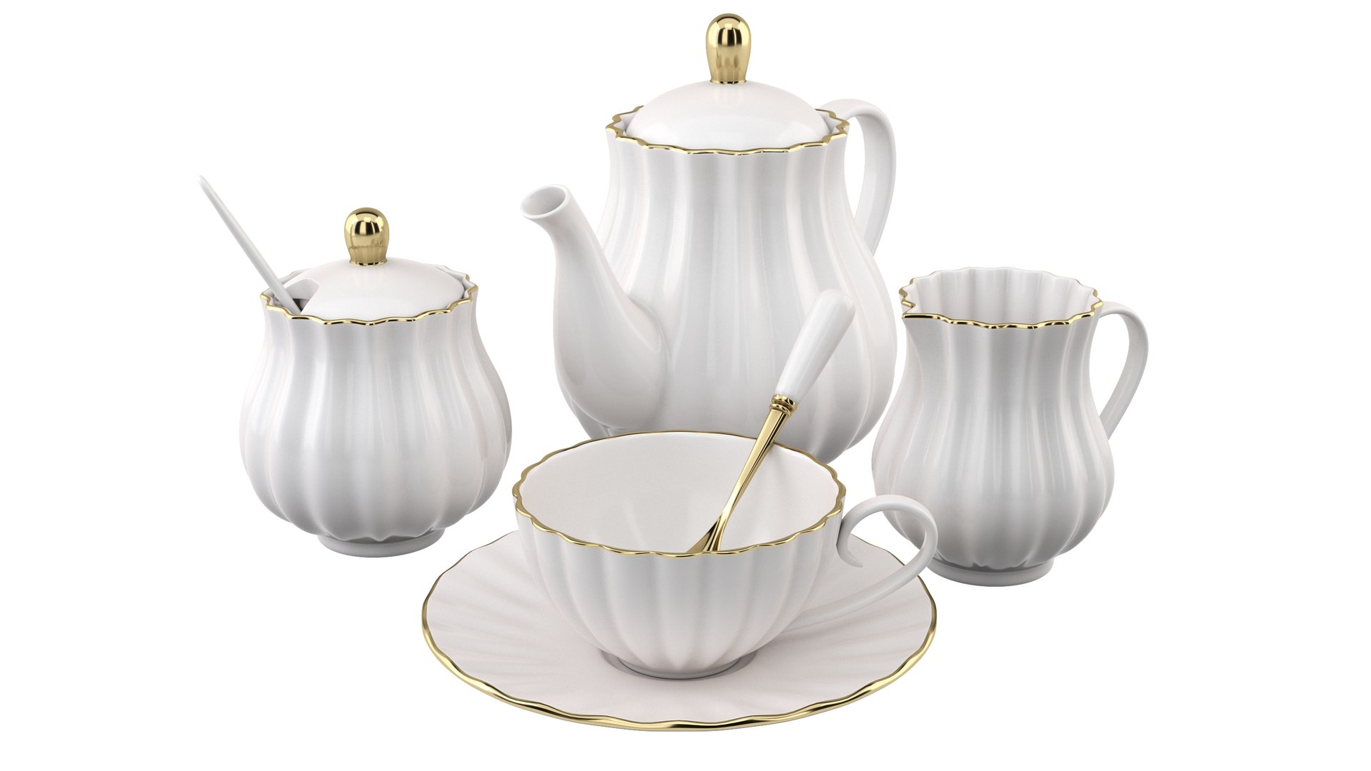 Tea Set Model - TurboSquid 2067975