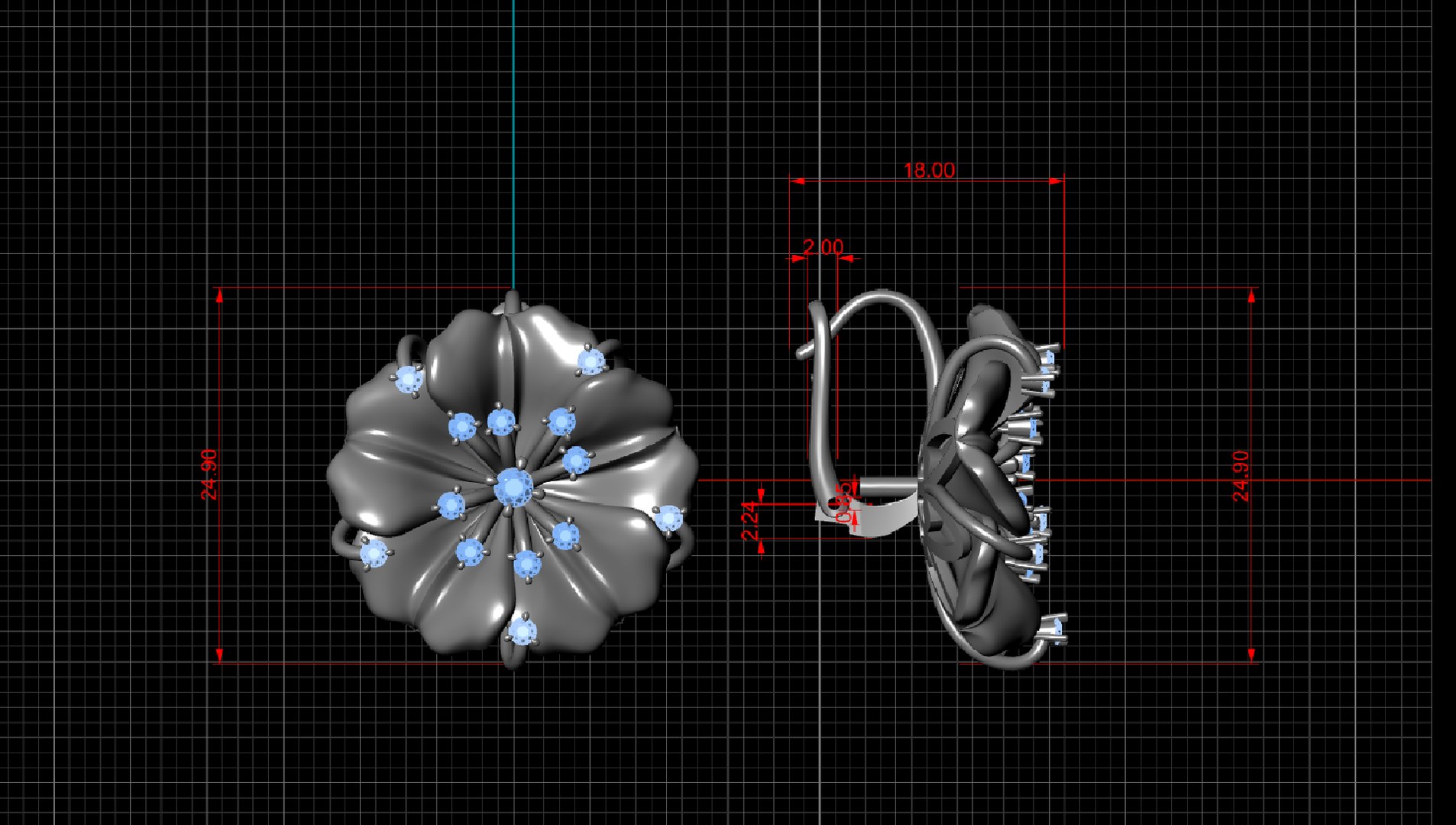 3D Designer Earring With Transform-flower For Cnc Or 3D Print Model ...