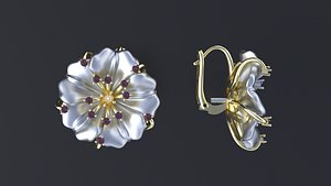 Designer earring with transform-flower  for cnc or 3D print model
