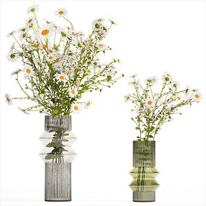 Bouquet Of White Wildflowers Chamomile Daisies 413 3D model