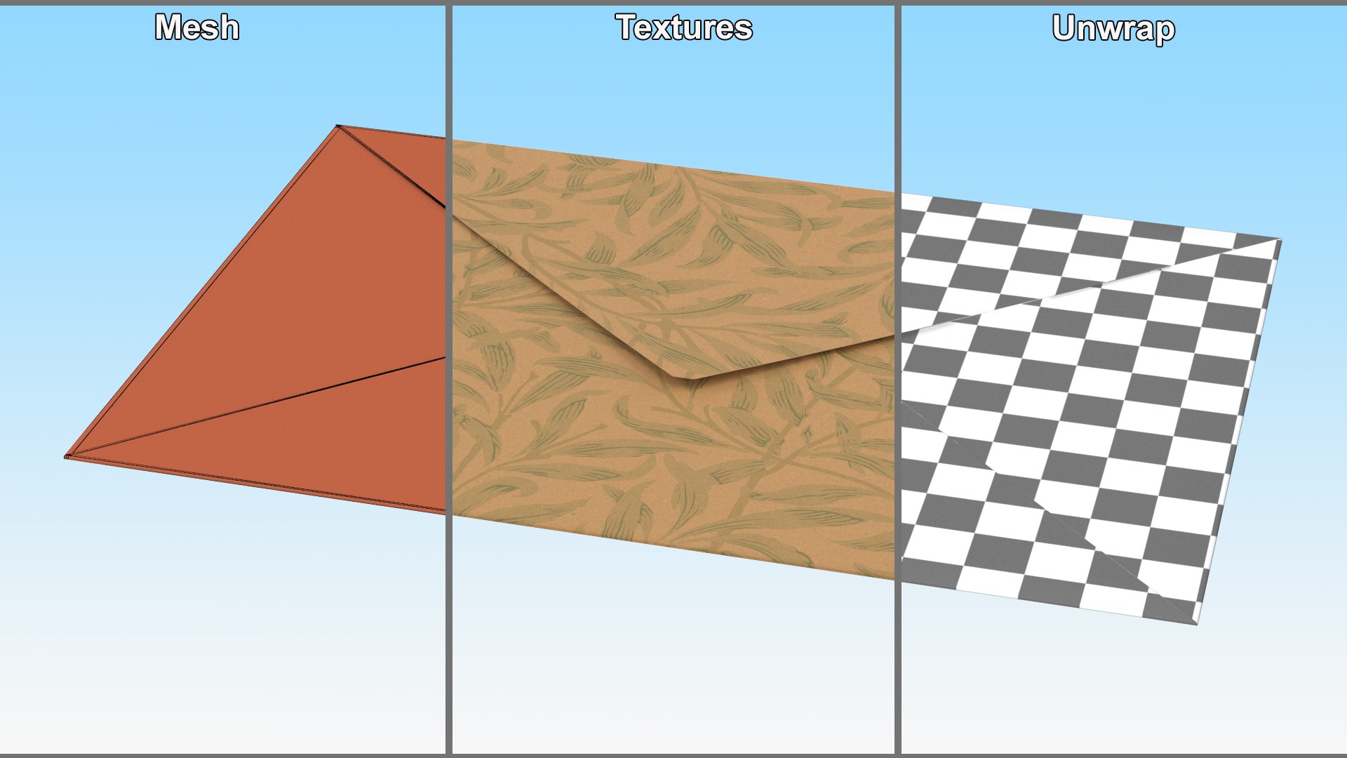 Standard Envelope With Floral Pattern 3D Model - TurboSquid 2410921