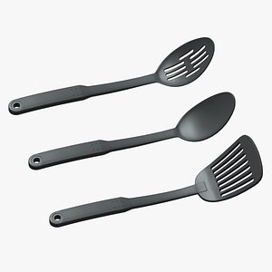 Slotted Spoon And Sotted Spatula Low Poly 3D model