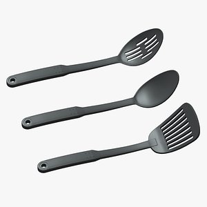 Slotted Spoon And Sotted Spatula Low Poly