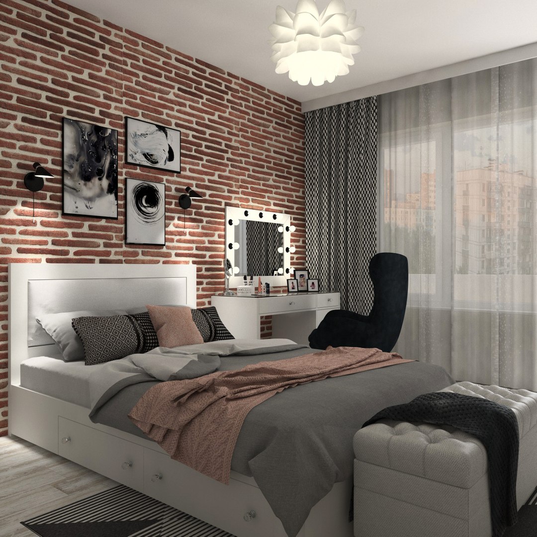 3D Model Modern Teen Bedroom Interior - TurboSquid 1310231