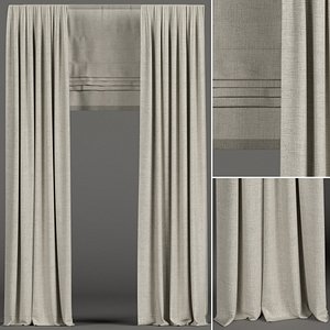 curtains beige roman 3D model