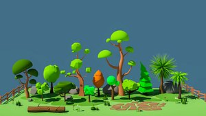 cartoon tree modeled 3D model