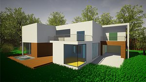Modern, high-poly house with internaternal walls and a basement model