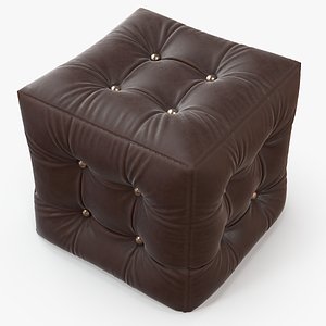 3d c4d pouf burgundy leather furniture