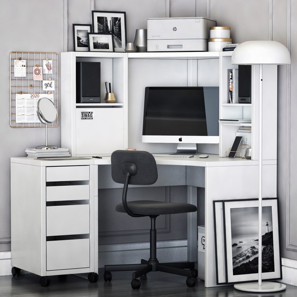 IKEA MICKE コーナー ワークステーション デスク - 事務机/学習机