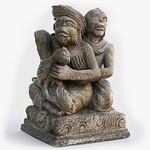 balinese monkey family statue model