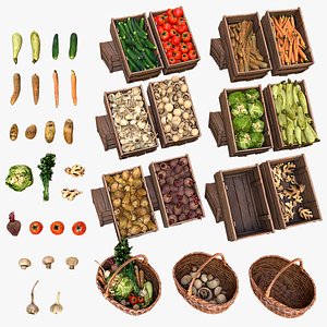 Set of Boxes of Vegetables Crate 3D model