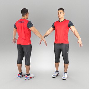 Athletic man in sportswear in A-pose 364 3D model