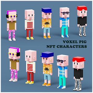 3D NFT Voxel Pig Characters