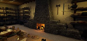 Cozy Medieval Tavern with Fireplace