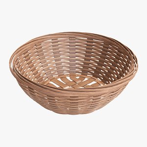 3D wicker basket brown model