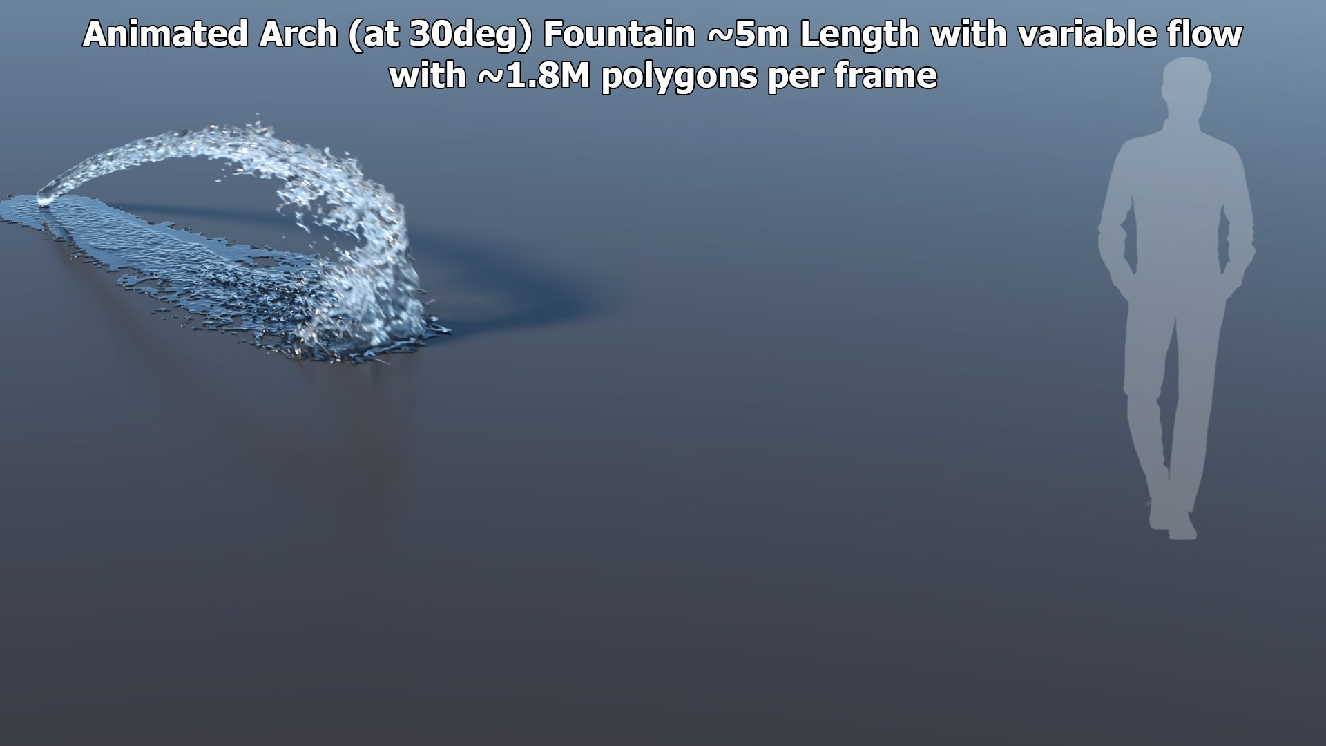 Arch Fountain Animation With Variable Flow Rising On Side At 30deg ...
