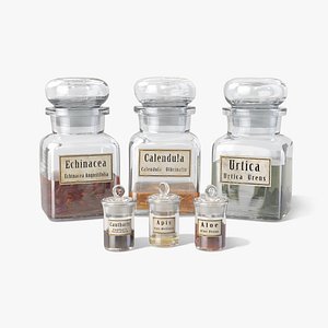 3d vintage pharmacy bottles type