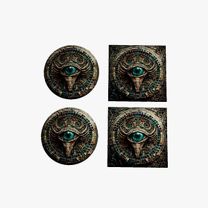 3D 3D model and PBR textures of an ancient alien mosaic model