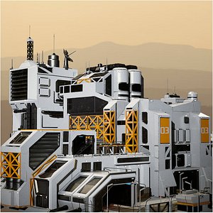 3D model Sci-Fi Futuristic Refinery Facility PBR
