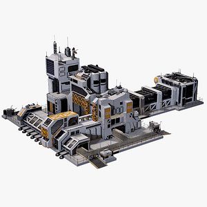 3D model Sci-Fi Futuristic Refinery Facility PBR