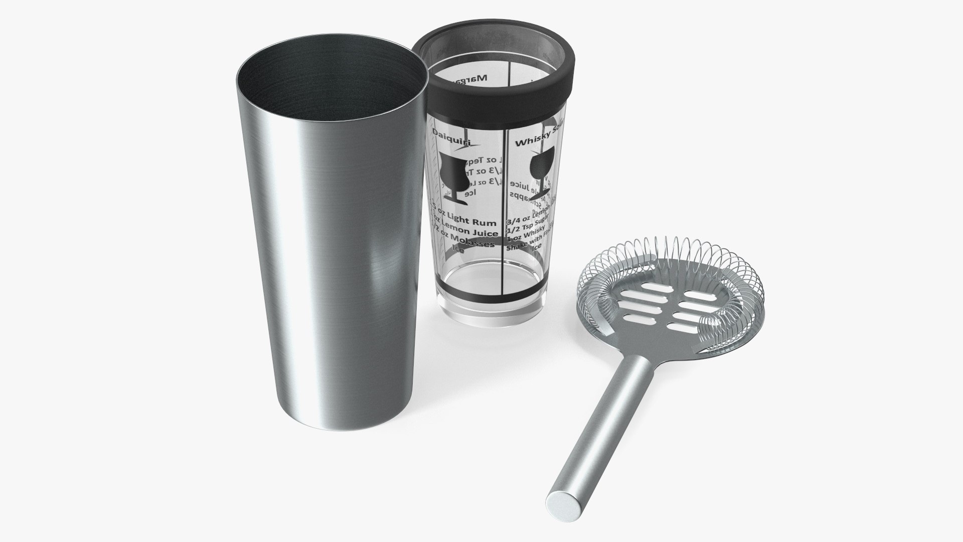 Glass Boston Cocktail Shaker Silver 3D model preview