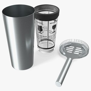 Glass Boston Cocktail Shaker Silver