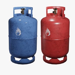 3D Gas Cylinder Blue and Red model