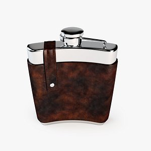 flask drink leather 3d model