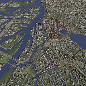 3D model Hamburg Germany - city and urban