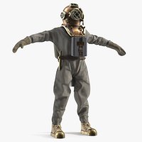 Vintage Diving Dress with Air Tank T Pose Brass
