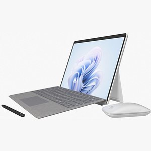 Microsoft Surface Pro 9 with Signature Type Covers Mobile Mouse Pen Platinum Rigged  Animated