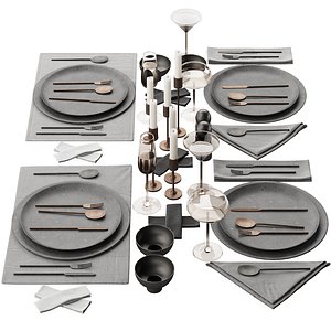 065 Tableware decor set 03 ceramic bronze black 00 corona 2018 model