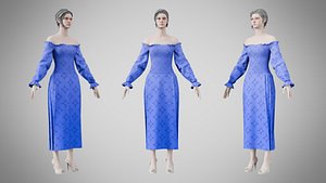 3D Dress 12 Very Light Blue With Design