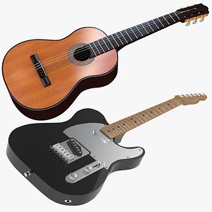 classical guitar 3d model