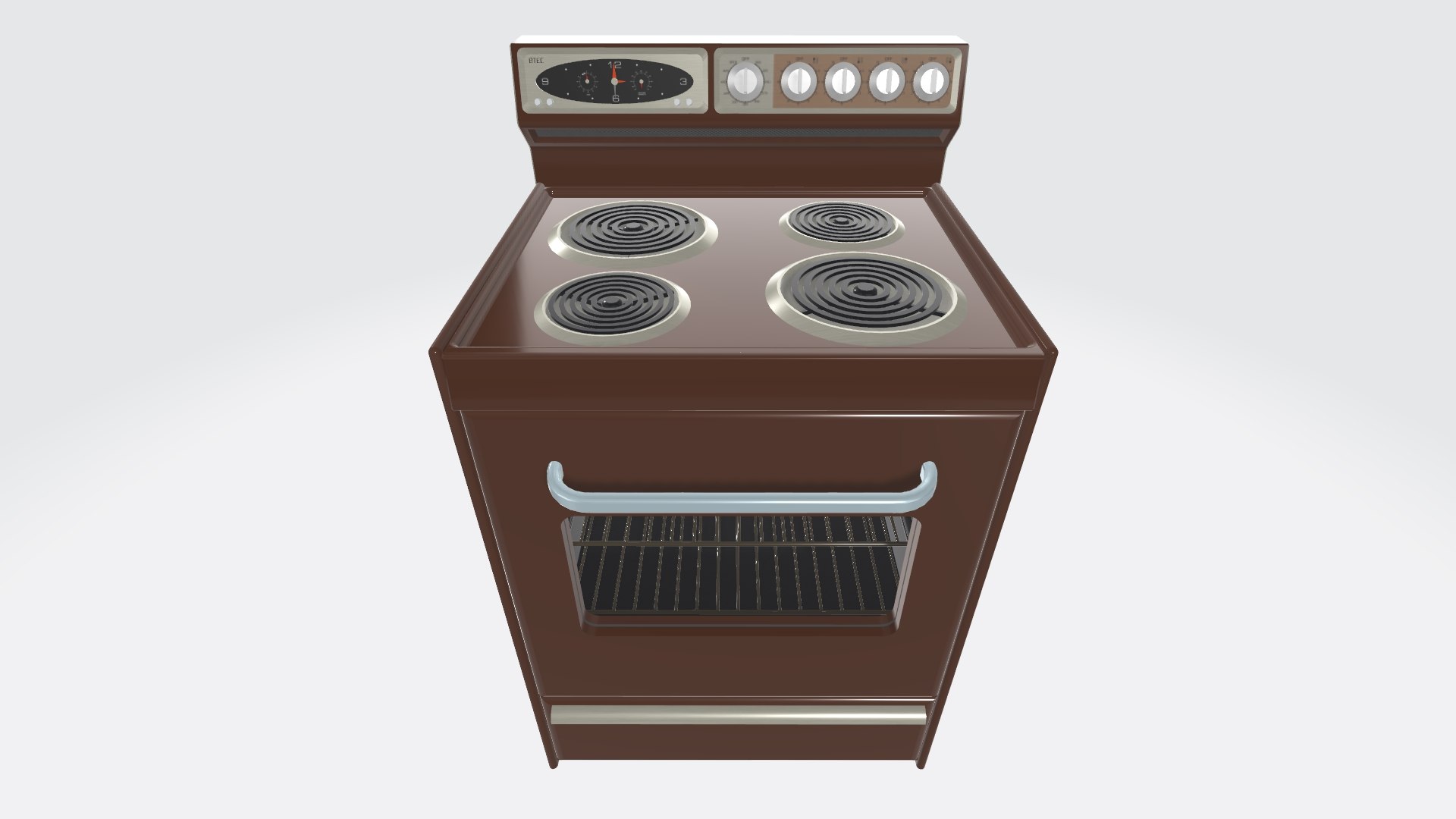 老式烤箱:复古棕炉3d模型