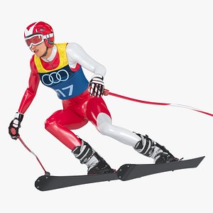 3D Female Skier Animated HQ Standard License model