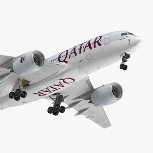 Airbus A350-800 Qatar Rigged 3D Model
