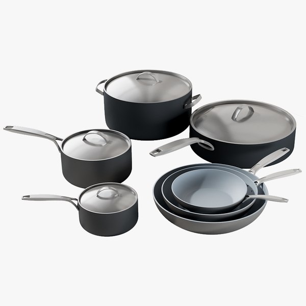 3D realistic cookware green pan model